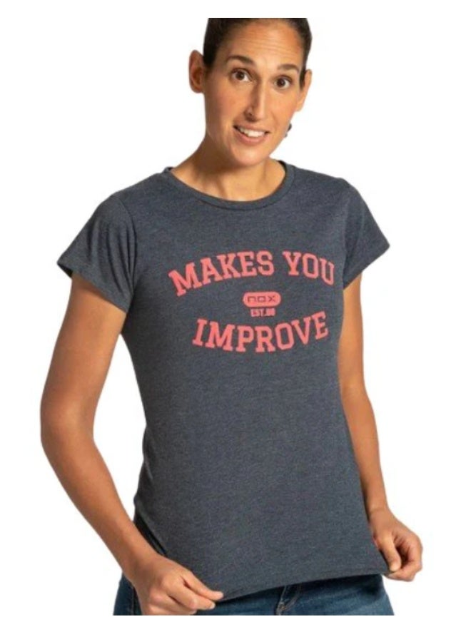 قميص نوكس كاجوال أزرق داكن مع كتابة حمراء